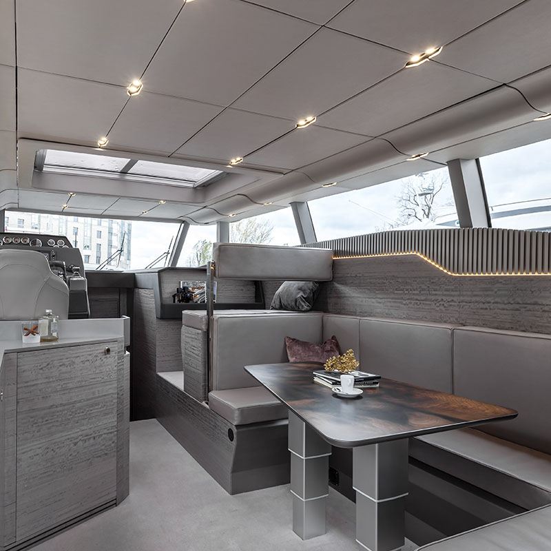 40ft Motor Yacht Interior Design of Main Salon by Suvorov Yacht Design